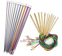 Dasertoe Set di 23 uncinetti tunisini da 3 a 10 mm in bambù per lavorare a maglia con perline in bambù carbonizzato gancio