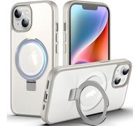 DASFOND Custodia Magnetico iPhone 14/13, 2023 Aggiornato [All-in-1] [Supporto per anello invisibile] MagSafe compatibile Cover Trasparente Opaca Custodia Sottile Antiurto Militare, Pessimista