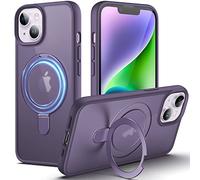 DASFOND Custodia Supporto Magnetico iPhone 14/13, 2023 aggiornato [All-in-1] [Supporto per anello invisibile] MagSafe Cover trasparente opaca Custodia ultra sottile antiurto militare, Viloa