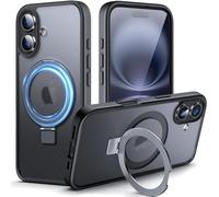 DASFOND Custodia Supporto Magnetico iPhone 16, Aggiornato [All-in-1] [Supporto per Anello invisibile] MagSafe compatibile Cover Trasparente Opaca Custodia Ultra Sottile Antiurto Militare, Nero
