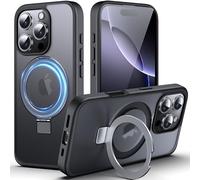 DASFOND Custodia Supporto Magnetico iPhone 16 Pro, Aggiornato [All-in-1] [Supporto per Anello invisibile] MagSafe compatibile Cover Trasparente Opaca Custodia Ultra Sottile Antiurto Militare, Nero