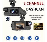 Dash Cam 1080P HD a 3 obiettivi con connessione mobile per visione notturna Telecamera per veicoli multi-obiettivo per vista posteriore interna anteriore per qualsiasi modello di auto