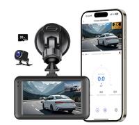 Dash Cam 2K Ultra HD, WiFi, doppia fotocamera DVR con scheda da 32 GB, registrazione anteriore e posteriore