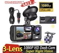 Dash Cam 3 canali 1080P, anteriore e posteriore, DVR retromarcia, Black Box auto