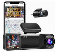 Dash Cam 4K anteriore e posteriore con WiFi, telecamera per auto a doppio canale, modalità parcheggio, visione notturna, 32 GB SD stile