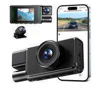 Dash Cam a 3 canali WIFI Telecamera DVR per auto Videoregistratore FHD 1080P Obiettivo anteriore e posteriore Visione notturna IR Monitor di parcheggio 24 ore