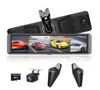 Dash Cam a 4 canali per auto, monitoraggio panoramico a 360° anteriore sinistro destro e posteriore 4K+1080P +1080P+1080P con WiFi APP ADAS BSD 12 pollici Specchietto retrovisore speciale schermo IPS