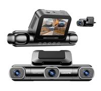 Dash Cam a 4 canali per auto, telecamere anteriori interne laterali e posteriori, visione notturna IR 2K + 1080P x 3 DVR per auto, controllo vocale eMMC da 128 GB, GPS logger 5G WiFi APP 360 gradi