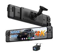 Dash Cam A Specchio 4K WIFI A 4 Canali GPS ADAS BSD Rilevamento Punti Ciechi Assistenza Retromarcia Specchietto Retrovisore DVR Per Auto Con Staffa Telecamera Posteriore(32G,4CHs GPS Bracket)