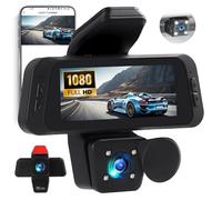 Dash Cam anteriore e posteriore interna, 3 pollici Dash Camera per auto telecamera con controllo APP, visione notturna IR, registrazione loop, G-Sensor, assistenza al parcheggio, 24H Parking Monitor