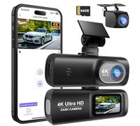 Dash Cam Auto 4k + 1080P, WiFi Dashcam Telecamera per Auto Atti Vandalici con Visione Notturna Migliorata, Sensore di Gravità, Registrazione in Loop, WDR