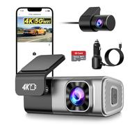 Dash Cam Auto 4K Anteriore e 2K Posteriore, WiFi 5GHz con App, G-Sensor, Registrazione in Loop, Modalità Parcheggio 24H, SD 64G