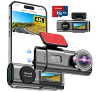 Dash Cam Auto, 4K Dashcam con 64G Scheda, Dashcam Auto con WiFi & App, Telecamera per Auto 170°, Schermo 1,47", WDR, Visione Notturna, Modalità Parcheggio, Sensore di Gravità, Registrazione in Loop