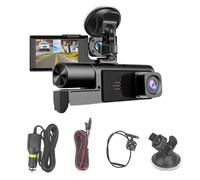 Dash Cam - con doppia fotocamera per auto con visione notturna, videoregistratore 1080P con a 3, monitor automatico anteriore e posteriore intelligenti per cruscotto