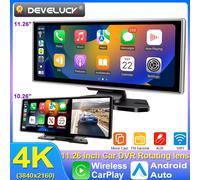 Dash Cam da 10/11,26 pollici 4K DVR per auto Wireless Carplay e Android Auto GPS Navigazione Videoregistratore Cruscotto Doppia lente Wifi FM AUX