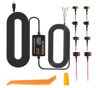 Dash Cam Hardwire Kit 3 Lead Acc Hardwire Kit USB Type C Converting 12V-24V to 5V with Four Sizes of Fuses 24H Parking Monitor Low Voltage Protection for Dashcam GPS Radar Detectors (MICRO Straight)