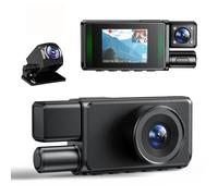 Dash Cam WiFi 4K anteriore e posteriore Display da 2 pollici Mini telecamera per auto Telecamera DVR per auto a 3 canali con visione notturna IR Supporto parcheggio 24 ore