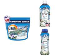 Dash PODS Detersivo In Capsula,60 Lav + Lenor Ammorbidente Lavatrice,87 Lav + Lenor Profumatore Bucato Perle Profumate 495gr, Cortina,Edelweiss Muschio Bianco, Pulizia E Freschezza in un Solo Lavaggio
