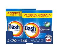 Dash Pods Detersivo In Capsule, 2x70 Lavaggi, Classico, Rimuove Le Macchie, Igienizza, Brillantezza Per I Capi
