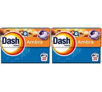 Dash Pods Detersivo In Capsule, 30 Lavaggi, Ambra, Rimuove le Macchie, Igienizza, Dona Freschezza, Brillantezza Per I Capi (Confezione da 2)