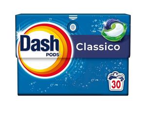 Dash Pods Detersivo In Capsule, 30 Lavaggi, Classico, Rimuove Le Macchie, Igienizza, Brillantezza Per I Capi