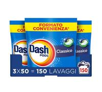 Dash Pods Detersivo In Capsule, 3x50 Lavaggi, Classico, Rimuove Le Macchie, Igienizza, Brillantezza Per I Capi