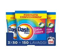 Dash Pods Detersivo In Capsule, 3x50 Lavaggi, Salva Colore, Rimuove Le Macchie,
