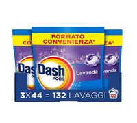Dash Pods Detersivo Lavatrice In Capsule, 132 Lavaggi (3x44),Lavanda, Rimuove Le Macchie e Igienizza, Dona Freschezza, Brillantezza Per I Capi
