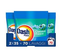 Dash Pods Detersivo Lavatrice In Capsule, 70 Lavaggi, Classico Fresco, Rimuove Le Macchie, Efficace A Freddo Anche E In Cicli Brevi