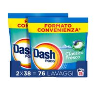 Dash Pods Detersivo Lavatrice In Capsule 76 Lavaggi (2x38) Classico Fresco