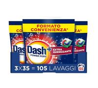 Dash Power Pods Detersivo Lavatrice In Capsule, 105 Lavaggi (3x35), Extra Igienizzante, Pulizia profonda contro sporco e batteri, Pulizia Impeccabile