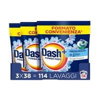 Dash Power Pods Detersivo Lavatrice In Capsule, 114 Lavaggi (38x3), Freschezza Di Lenor, Risveglio Primaverile, rimuove addirittura gli odori di sudore vecchi di 7 giorni, per una pulizia impeccabile