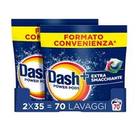 Dash Power Pods Detersivo Lavatrice In Capsule, Extra Smacchiante, 70 Lavaggi (2x35), Rimuove anche le macchie secche da 7 giorni, per una pulizia impeccabile