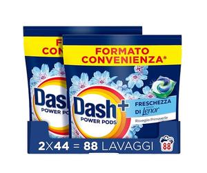 Dash Power Pods Detersivo Lavatrice In Capsule, Freschezza Di Lenor, 88 Lavaggi (2x44), Risveglio Primaverile rimuove addirittura gli odori di sudore vecchi di 7 giorni, per una pulizia impeccabile