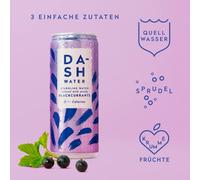 Dash Water Blackcurrant - 12 acque di sorgente frizzante aromatizzate - SENZA zucchero, SENZA dolcificanti, SENZA calorie - Arricchite con frutta secca (12 lattine da 330 ml)