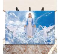 DASHAN 6x4 piedi in poliestere Dio benedica la Vergine Maria e l'angelo sullo sfondo del Paradiso Prima Comunione Battesimo Pasqua Sfondo cristia