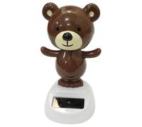 Dashboard Bear Toy - Solar Swinging Doll, Cute Shaking Head Figure, Brown Decorative Ornament | Interactive Automotive Accessory, Fun Desk Table Decor, Holiday Cheer Decoration for Car Office Bedroom