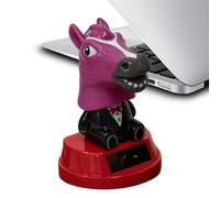 Dashboard Figurines - Solar-Powered Cute Horse Head Desk Decor - Car Animal Dashboard Wobble Figure - for Vehicle Truck SUV Sedan Desk Shelf Window Party Home Office