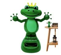 Dashboard rana, testa di pompon rana, ballerino di pompon animale auto energia solare con mano tremante ballerina pompon animata con rani