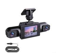 Dashcam a 360° Full View per auto con telecamere anteriori 4K UHD e posteriori laterali 1080p, display IPS da 3,16 pollici, rilevazione di movimento, registrazione in loop, nero (tre obiettivi)