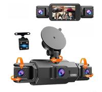 Dashcam a 4 canali con visione notturna e monitoraggio di parcheggio 24 ore, visione a 360 gradi, controllo app WLAN per veicoli, alloggiamento nero