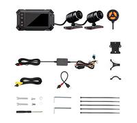 Dashcam, Dual 1080P Full HD Moto Dashcam 3 Pollici Impermeabile IP67 Fotocamera DVR Dash Cam Nero GPS Box(No GPS,16G)