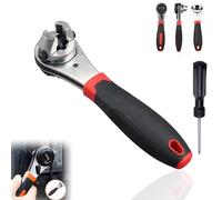 DASHENRAN Chiave a cricchetto regolabile, chiave a bussola universale per viti da 6,5-22 mm, meccanismo a sgancio rapido, antiruggine, con impugnatura antiscivolo, design ideale per regali (1 pz)