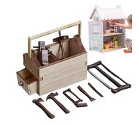 DASHIELL Kit di Attrezzi per casa delle Bambole, Cassetta degli Attrezzi per casa delle Bambole | Cassetta degli Attrezzi in Legno in Miniatura in Scala 1/12 per la casa delle Bambole | Set