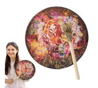 DASHIELL Tamburi mano per adulti, Tamburo mano sciamanico | Tamburo sciamanico mano in pelle PU fatto mano,Strumento sonoro sciamanico vintage con tono grande, materiale musicale spirituale