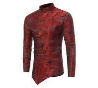 Dashiki, camicia da uomo africano, design tribale, a maniche lunghe, blu, slim fit, per il tempo libero, per le feste, per gli uomini, con stampa africana, etnica, tribale, hippie, O rosso., XL