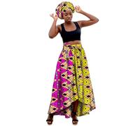Dashiki, maxi gonna da donna con stampa africana, eleganti gonne con bandana, 2 pezzi, casual, tradizionale, a vita alta, costume da Ankara, per il tempo libero