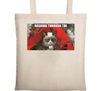 Dashing Through The Snow no Hate Christmas Meme Borsa tote in cotone ecologico naturale beige