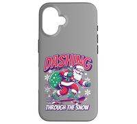 Dashing Through The Snow Skateboard Santa Custodia per iPhone 16