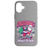 Dashing Through The Snow Skateboard Santa Custodia per iPhone 16 Plus